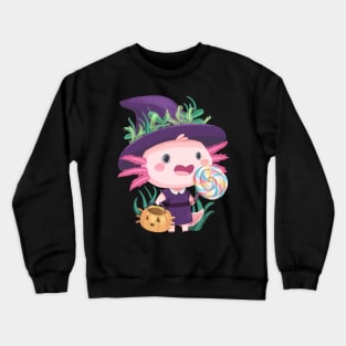 Trick or Treat Witch Axolotl Crewneck Sweatshirt